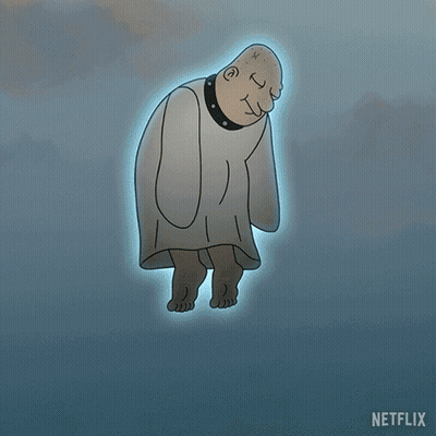 Bald Man Floating With Netflix Logo GIF