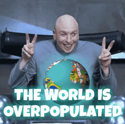 Bald Man Giving Peace Sign Saying The World Is Overpopulated GIF
