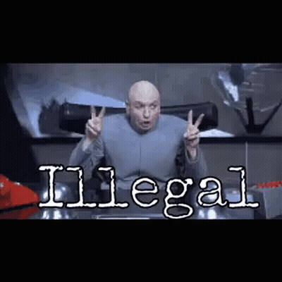 Bald Man Giving Peace Sign With Illegal Sign GIF