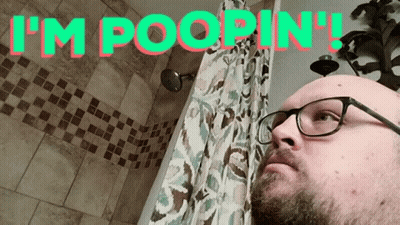 Bald Man Glasses Bathroom Saying I'm Poopin GIF