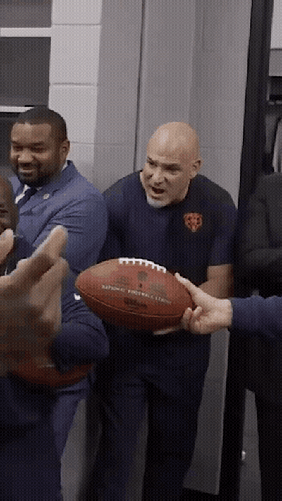 Bald Man Holding Football Saying National Football League GIF
