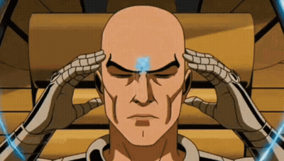 Bald Man Holding Head With Gloved Hands GIF