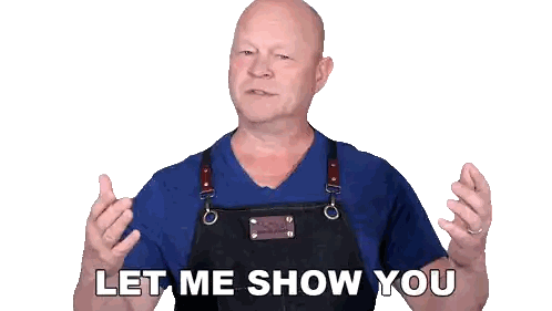 Bald Man In Apron Saying Let Me Show You Sticker