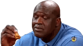 Bald Man In Blue Shirt Eating Chicken Sticker