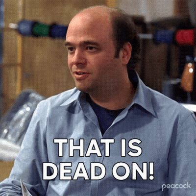 Bald Man In Blue Shirt Saying That Is Dead On GIF