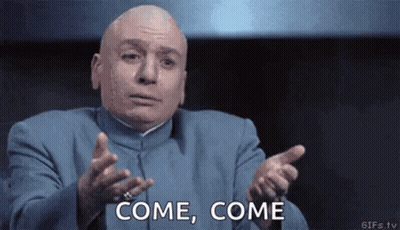 Bald Man In Blue Suit Pointing Come Come GIF