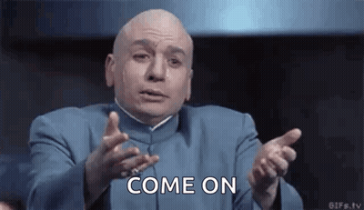 Bald Man in Blue Suit Saying Come On