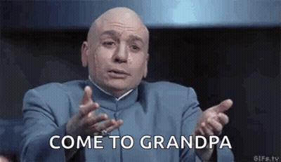Bald Man In Blue Suit Saying Come To Grandpa GIF