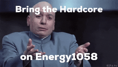 Bald Man In Blue Suit Says Bring The Hardcore On Energy 1058 GIF