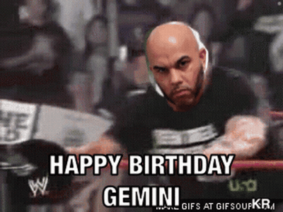 Bald Man In Boxing Ring Happy Birthday Gemini GIF