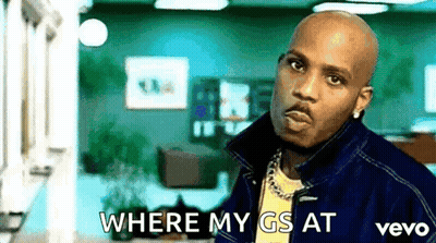 Bald Man In Denim Jacket Saying Where My Gs At Vevo GIF