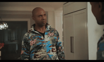Bald Man In Floral Jacket In Kitchen GIF