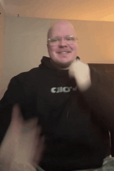 Bald Man In Glasses And Black Ciov Hoodie GIF