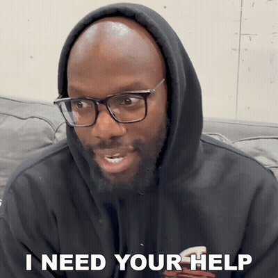 Bald Man In Glasses And Hoodie Saying I Need Your Help GIF