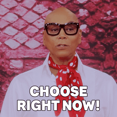 Bald Man In Glasses And Red Scarf Saying Choose Right Now GIF