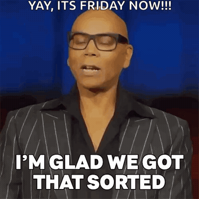 Bald Man In Glasses And Suit Saying Yay Its Friday Now GIF