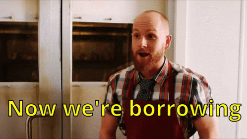 Bald Man In Plaid Shirt And Tie Saying Now We're Borrowing GIF