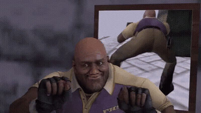 Bald Man In Purple Vest Hands On Face Mirror GIF