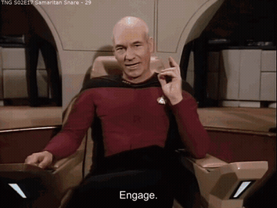 Bald Man In Red Shirt Saying Engage GIF