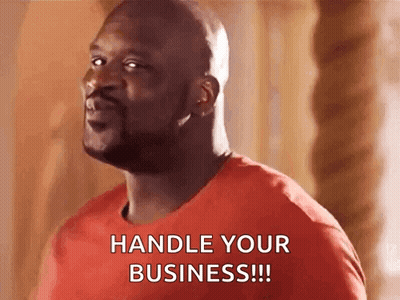 Bald Man In Red Shirt Saying Handle Your Business GIF