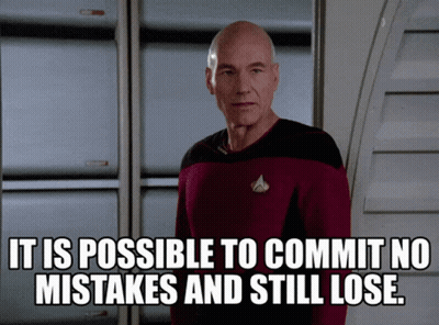 Bald Man In Star Trek Sweater Says It Is Possible To Commit No Mistakes And Still Lose GIF