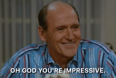 Bald Man In Striped Shirt Saying Oh God Youre Impressive GIF