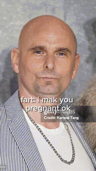 Bald Man In Striped Suit Fart I Mak You Pregnant Ok GIF