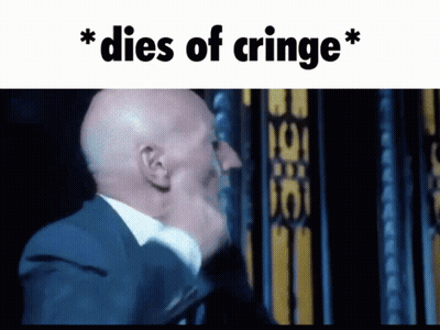 Bald Man In Suit Dies Of Cringe GIF