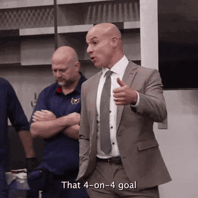Bald Man In Suit Says That 4 On 4 Goal GIF
