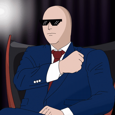 Bald Man In Suit Sitting GIF
