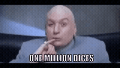 Bald Man In Suit Smoking Cigarette Says One Million Dices GIF