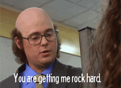 Bald Man In Suit Telling Woman You Are Getting Me Rock Hard GIF