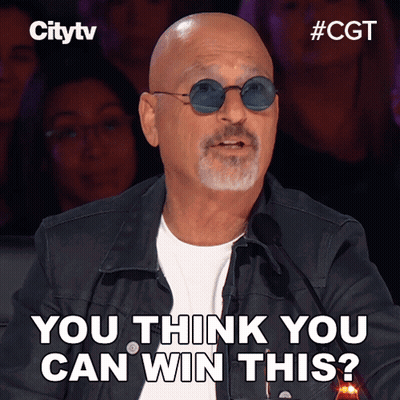 Bald Man In Sunglasses And Jacket Saying You Think You Can Win This GIF