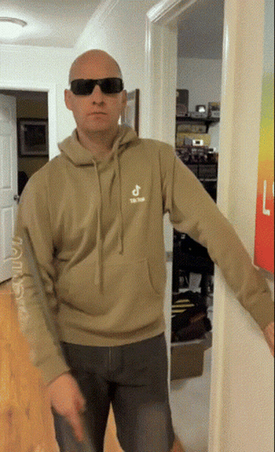 Bald Man In Sunglasses And TikTok Hoodie GIF