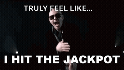 Bald Man In Sunglasses Making Funny Face Saying Truly Feel Like I Hit The Jackpot GIF