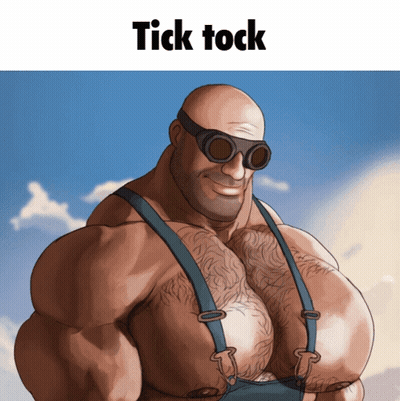 Bald Man In Suspenders And Goggles Saying Tick Tock GIF