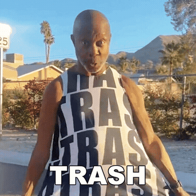 Bald Man In Tank Top Saying Trash GIF
