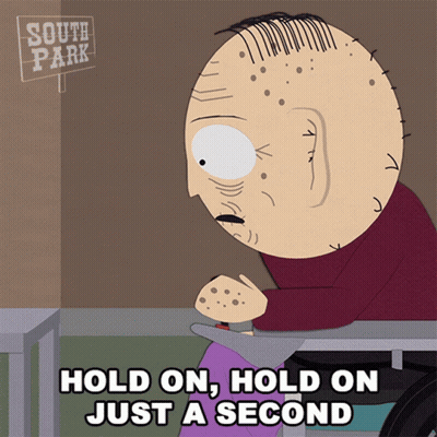 Bald Man In Wheelchair Hold On Just A Second GIF