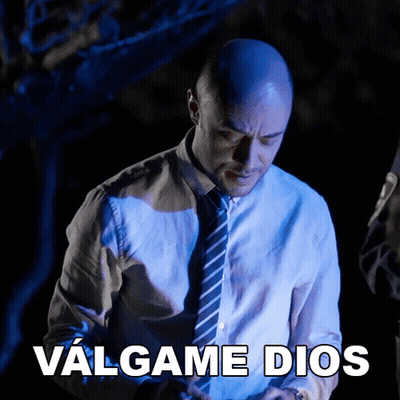 Bald Man In White Shirt And Tie Says Valgame Dios GIF