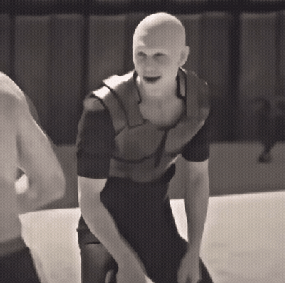 Bald Man Kneeling Down Smiling