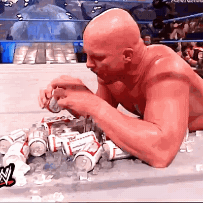 Bald Man Laying On Floor Eating Budweiser GIF