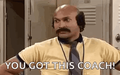 Bald Man Mustache Headphones Tie Says You Got This Coach GIF