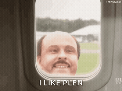Bald Man Mustache Smiling Plane I Like Plen GIF