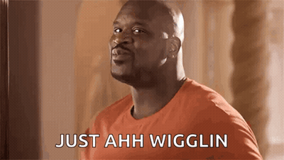 Bald Man Orange Shirt Just Ahh Wiggling