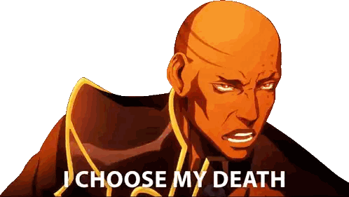Bald Man Saying I Choose My Death Sticker