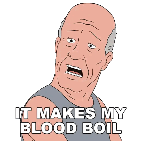 Bald Man Saying It Makes My Blood Boil Sticker
