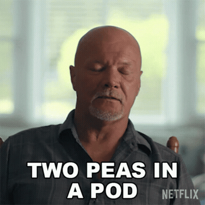 Bald Man Sitting Eyes Closed Saying Two Peas In A Pod GIF