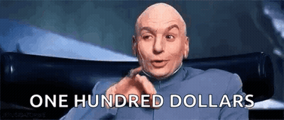 Bald Man Sitting In Chair Saying One Hundred Dollars GIF