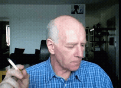 Bald Man Smoking Cigarette GIF
