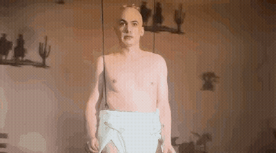 Bald Man Standing In Diaper GIF